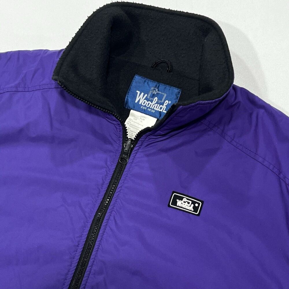 Vintage Woolrich Jacket Mens Plum Purple Nylon Vest Windbreaker Full Zip Size XL